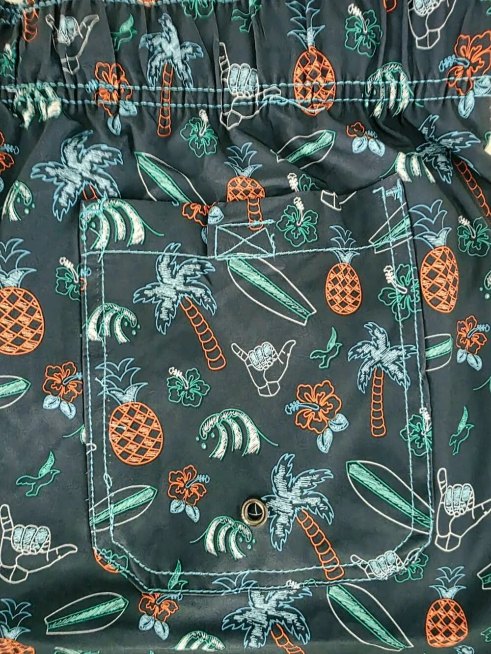 NWT Beach Bros Men's Swim Trunks Tropical Chalk Stone Blue w/Pockets
